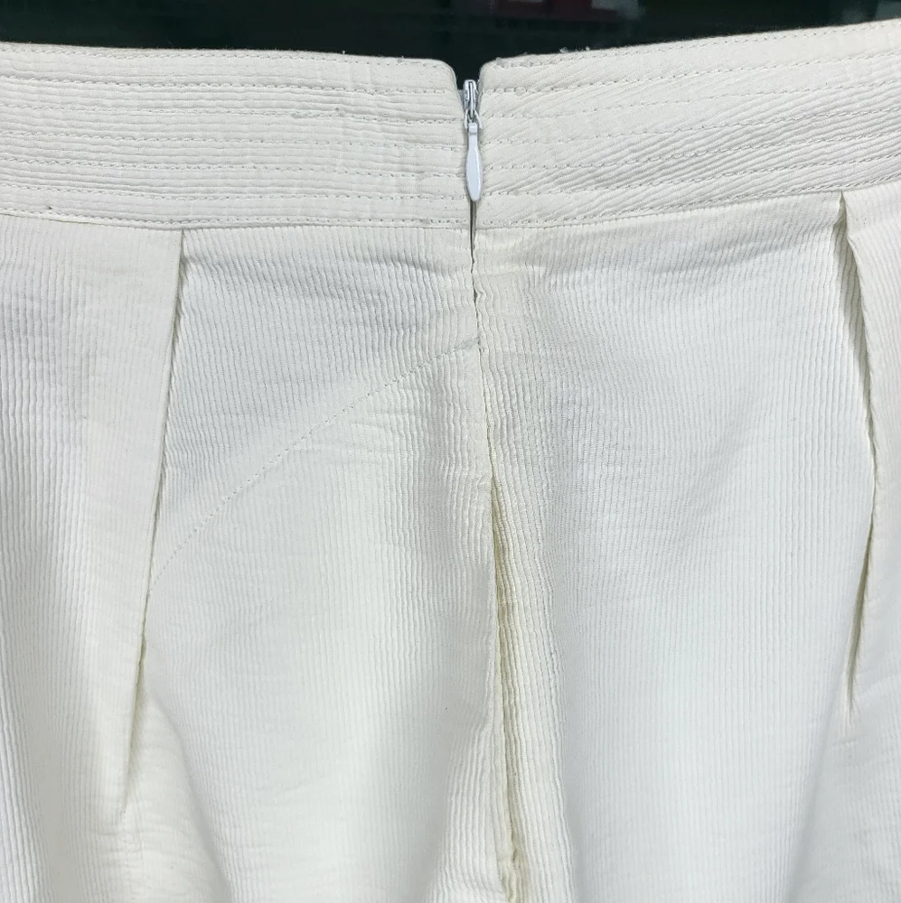 DIANE von FURSTENBERG Textured Off-White Knee Length A-Line Mini Skirt